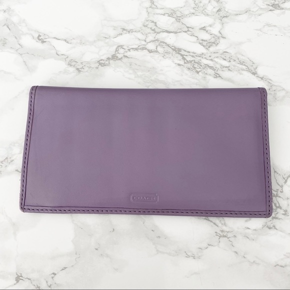 Coach Purple Leather Check book Wallet / Holder